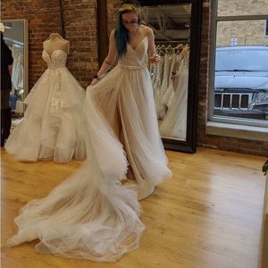 Wedding Dress- never worn! A-line dress with two slits and sleeveless